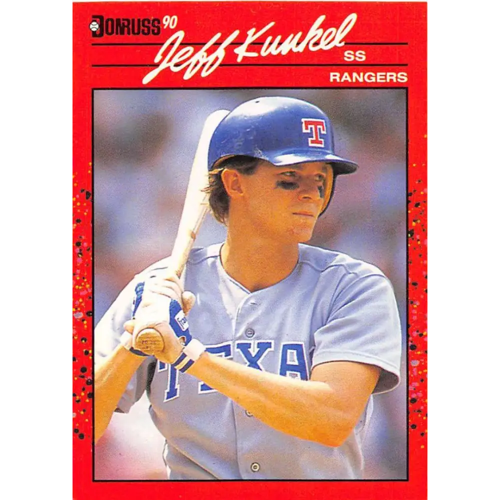1990 Donruss #496 Jeff Kunkel VG-EX Texas Rangers Baseball Card Image 1
