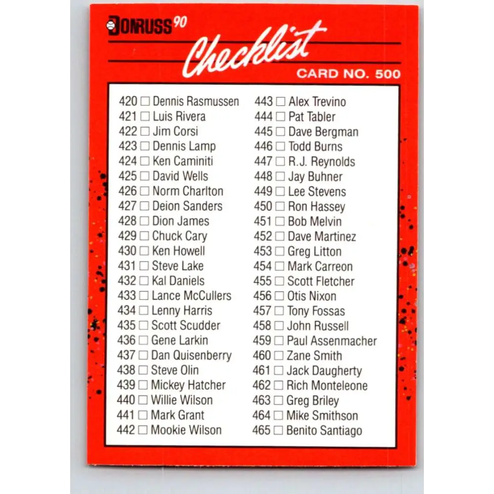 1990 Donruss #500a Checklist 436-537 DP VG-EX Various Baseball Card Image 1