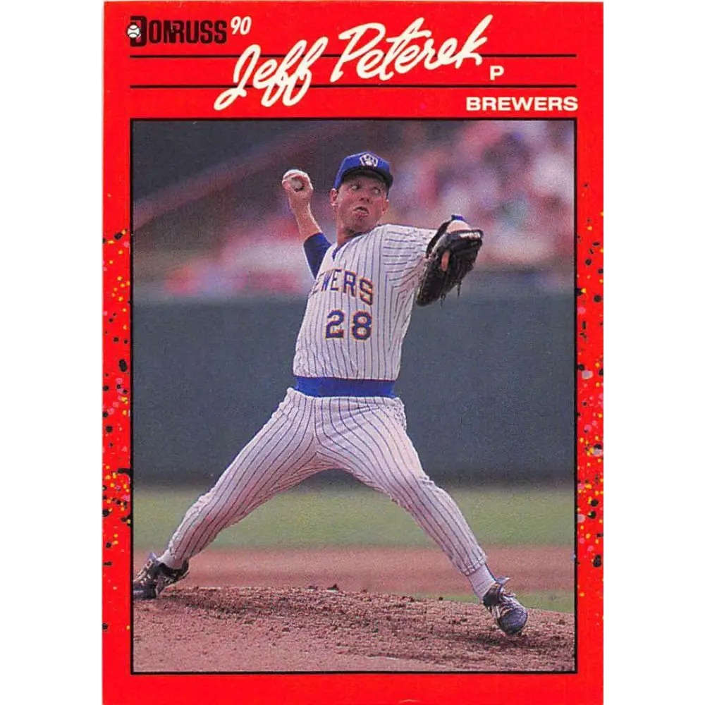 1990 Donruss #530 Jeff Peterek VG-EX RC Rookie Milwaukee Brewers Baseball Card Image 1