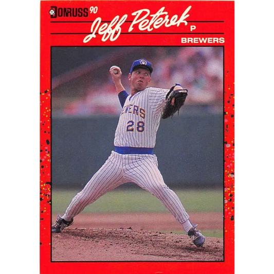 1990 Donruss #530 Jeff Peterek VG-EX RC Rookie Milwaukee Brewers Baseball Card Image 1
