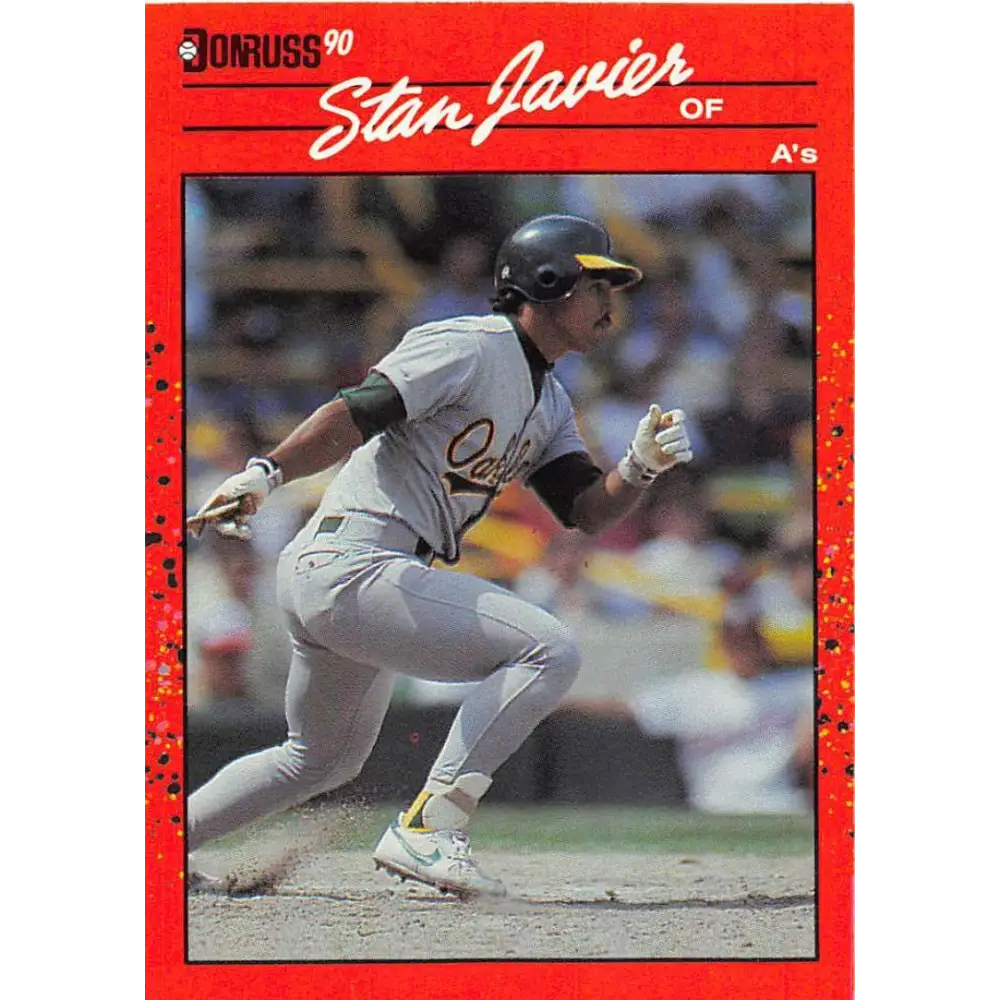 1990 Donruss #568 Stan Javier VG-EX Oakland Athletics Baseball Card Image 1