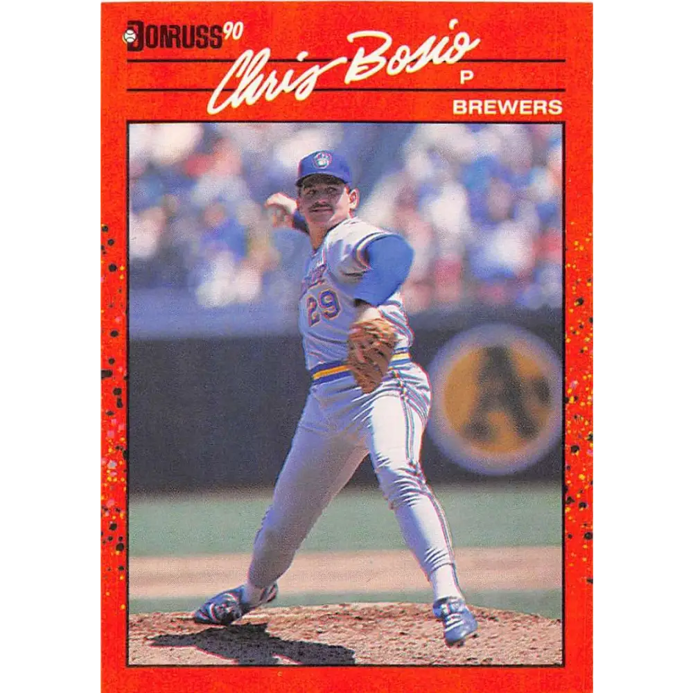 1990 Donruss #57 Chris Bosio VG-EX Milwaukee Brewers Baseball Card Image 1