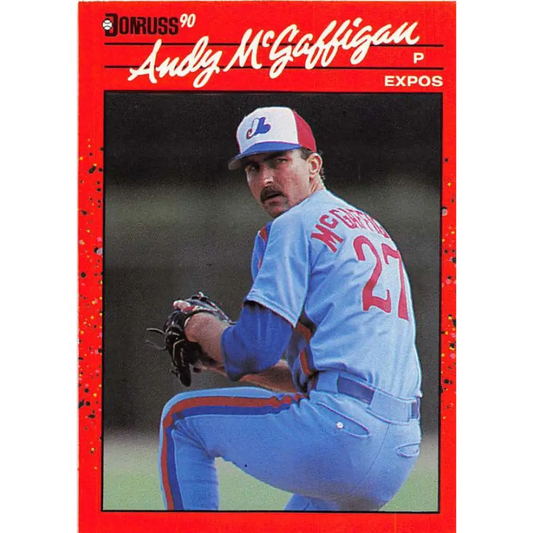 1990 Donruss #574 Andy McGaffigan VG-EX Montreal Expos Baseball Card Image 1