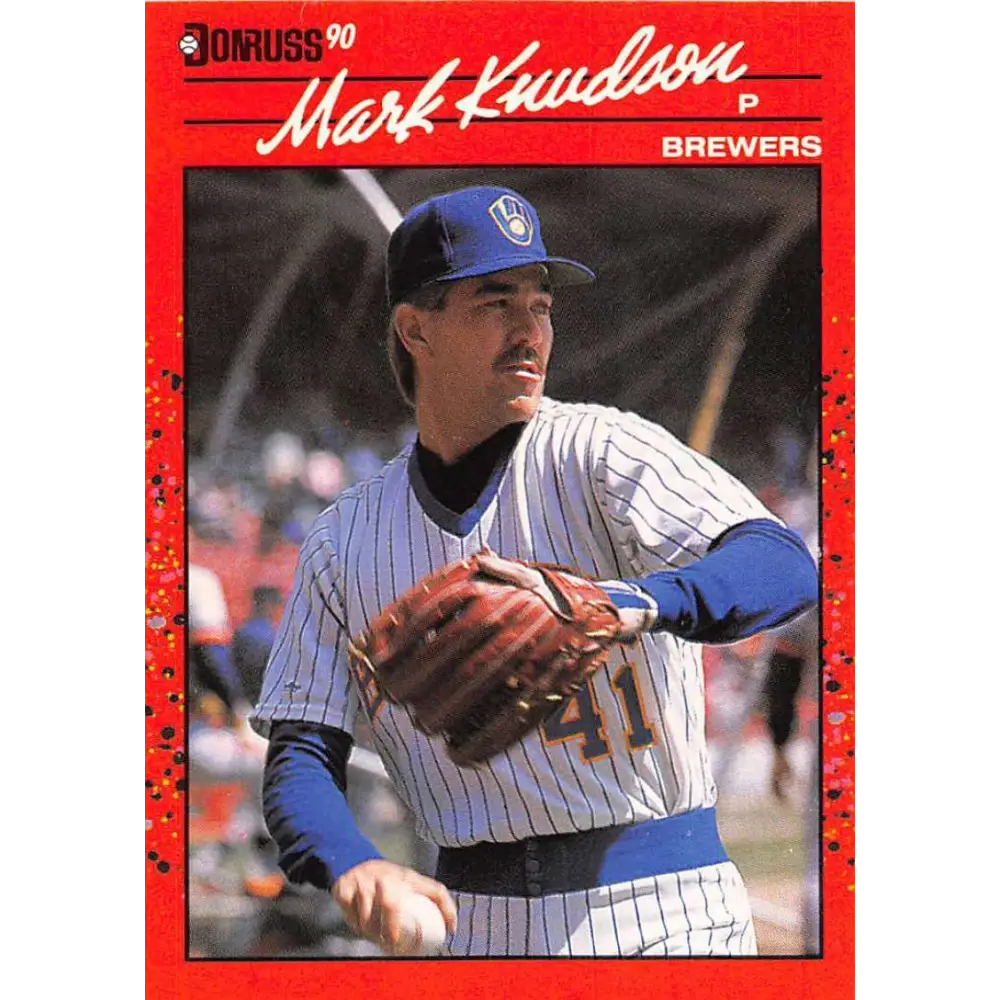 1990 Donruss #575 Mark Knudson VG-EX Milwaukee Brewers Baseball Card Image 1