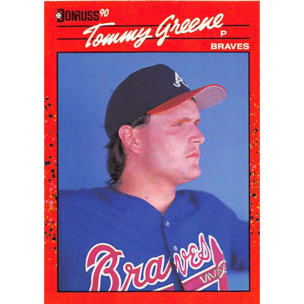 1990 Donruss #576 Tommy Greene VG-EX RC Rookie Atlanta Braves Baseball Card Image 1