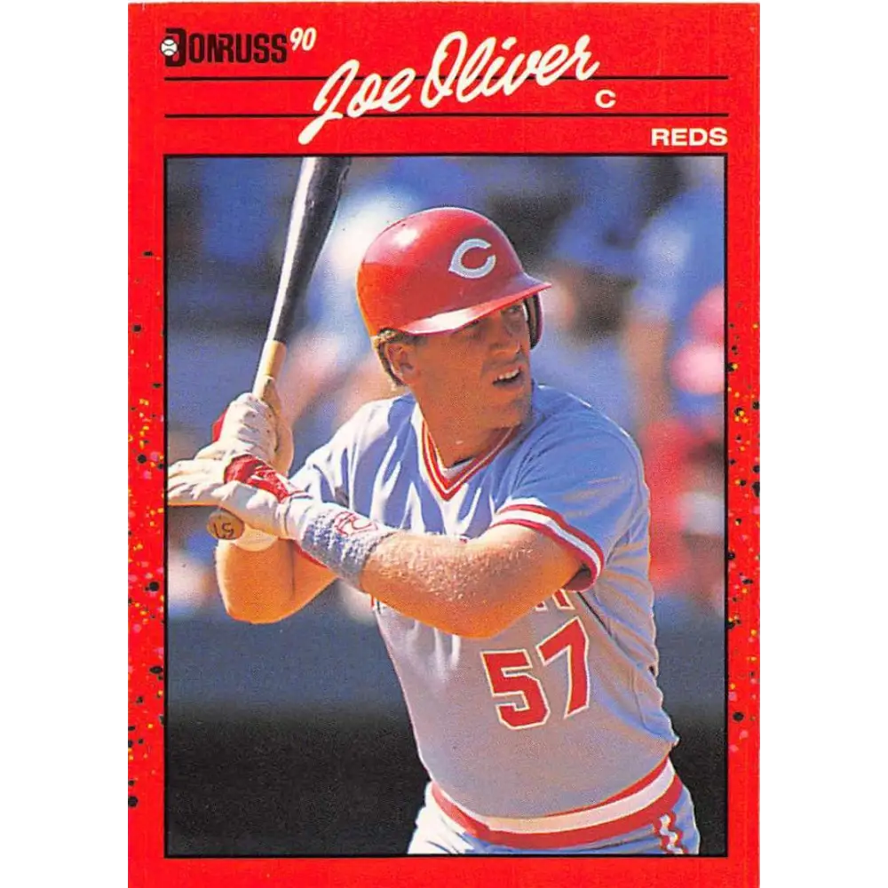 1990 Donruss #586 Joe Oliver VG-EX Cincinnati Reds Baseball Card Image 1