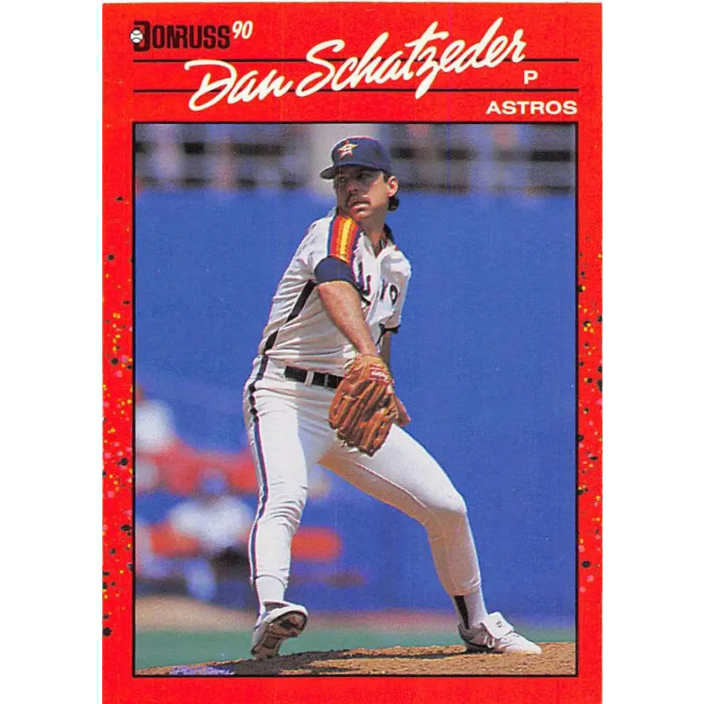 1990 Donruss #594 Dan Schatzeder VG-EX Houston Astros Baseball Card Image 1