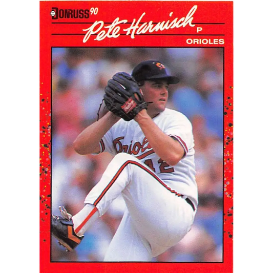1990 Donruss #596 Pete Harnisch DP VG-EX Baltimore Orioles Baseball Card Image 1