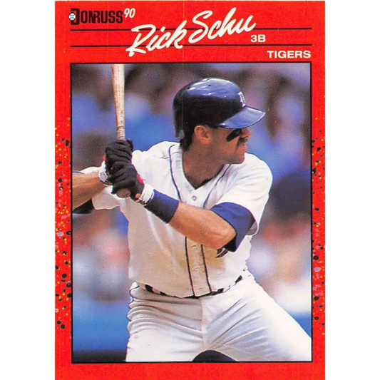 1990 Donruss #599 Rick Schu VG-EX Detroit Tigers Baseball Card Image 1