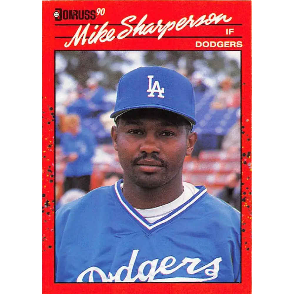 1990 Donruss #603 Mike Sharperson DP VG-EX Los Angeles Dodgers Baseball Card Image 1