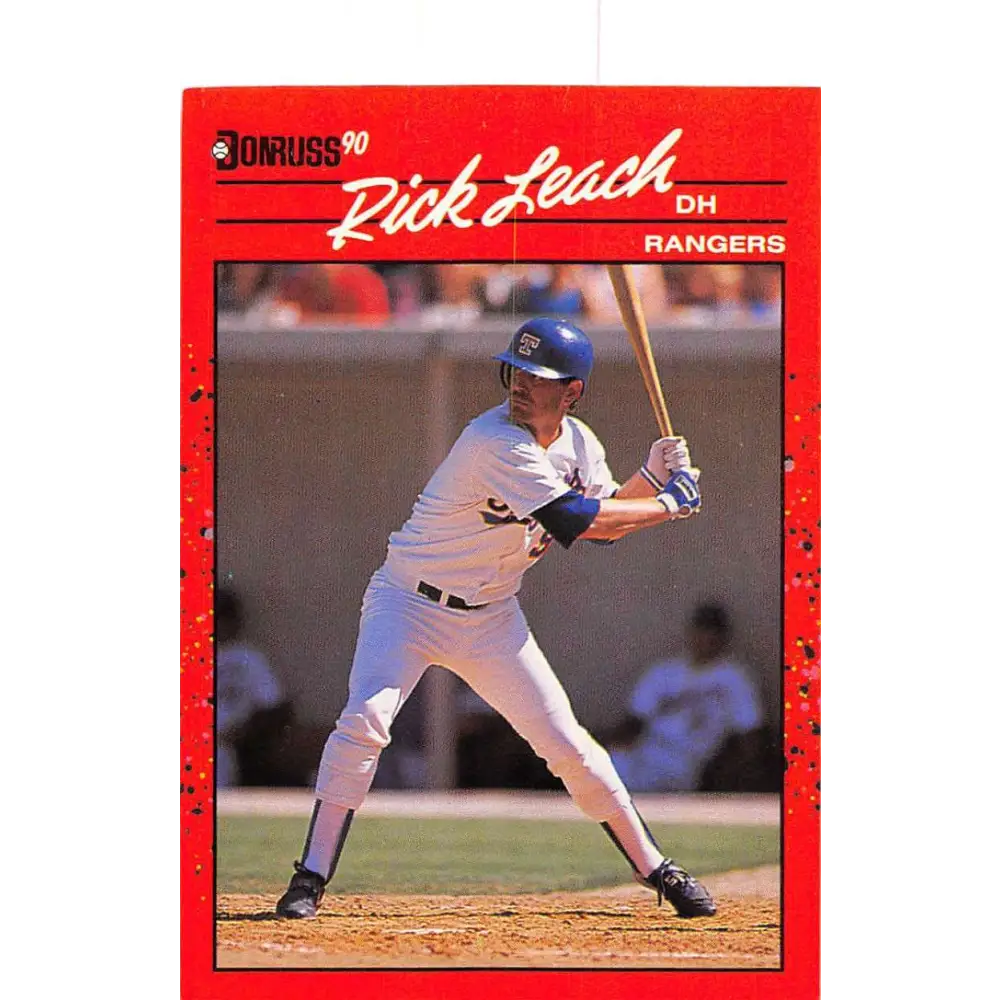 1990 Donruss #613 Rick Leach DP VG-EX RC Rookie Texas Rangers Baseball Card Image 1