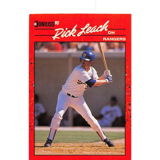 1990 Donruss #613 Rick Leach DP VG-EX RC Rookie Texas Rangers Baseball Card Image 1
