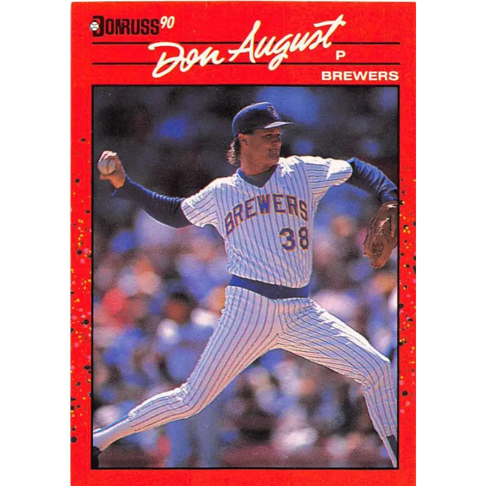 1990 Donruss #617 Don August DP VG-EX Milwaukee Brewers Baseball Card Image 1