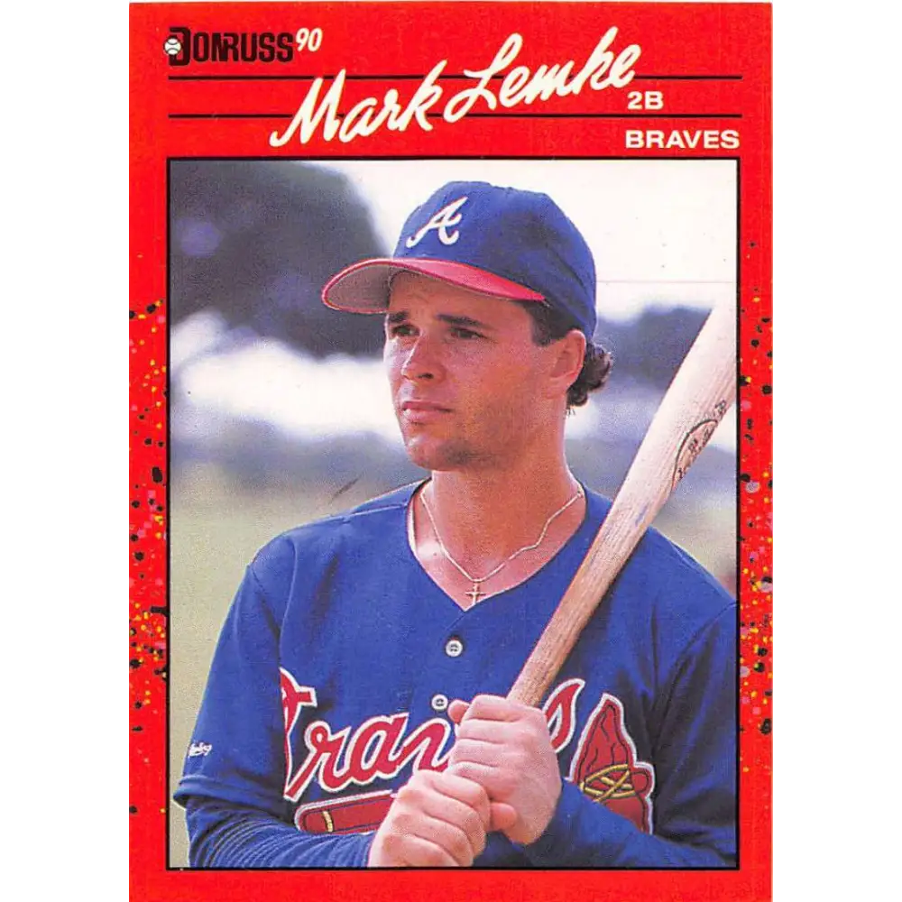 1990 Donruss #624 Mark Lemke DP VG-EX Atlanta Braves Baseball Card Image 1