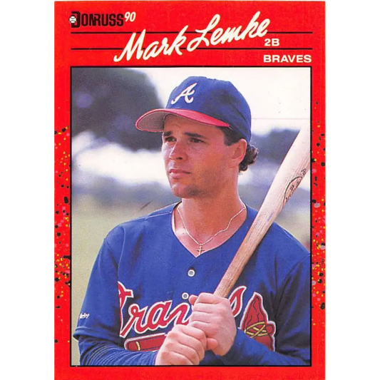 1990 Donruss #624 Mark Lemke DP VG-EX Atlanta Braves Baseball Card Image 1
