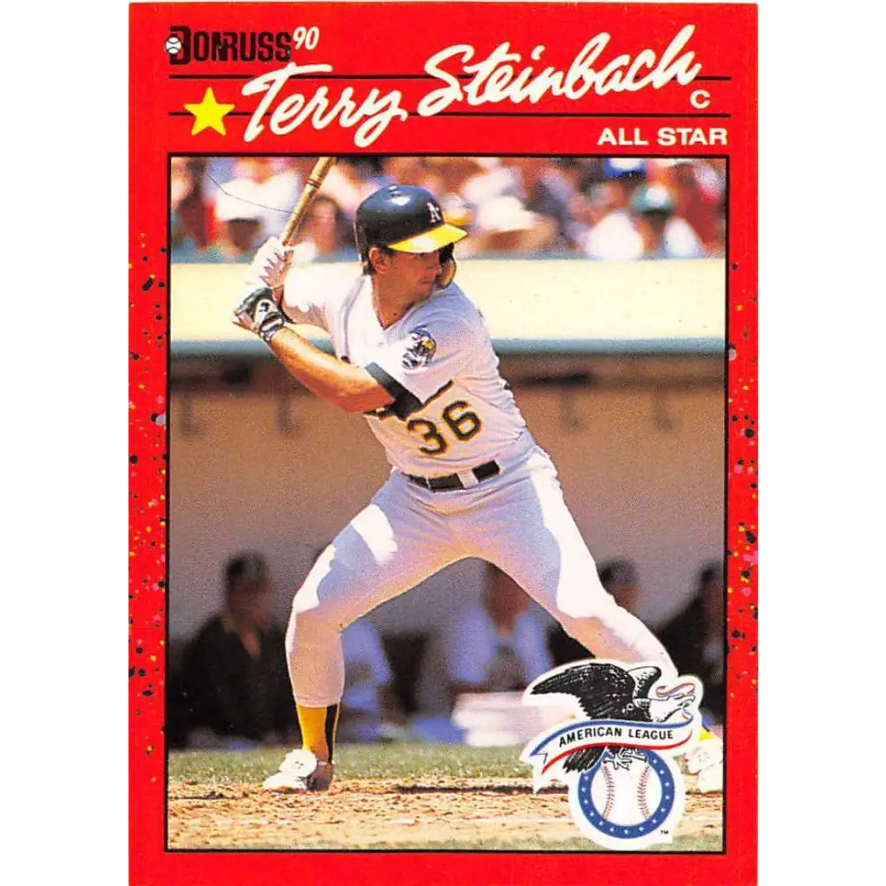 1990 Donruss #637b Terry Steinbach AS VG-EX Oakland Athletics Baseball Card Image 1