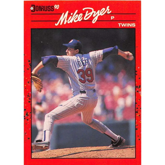 1990 Donruss #642 Mike Dyer VG-EX RC Rookie Minnesota Twins Baseball Card Image 1