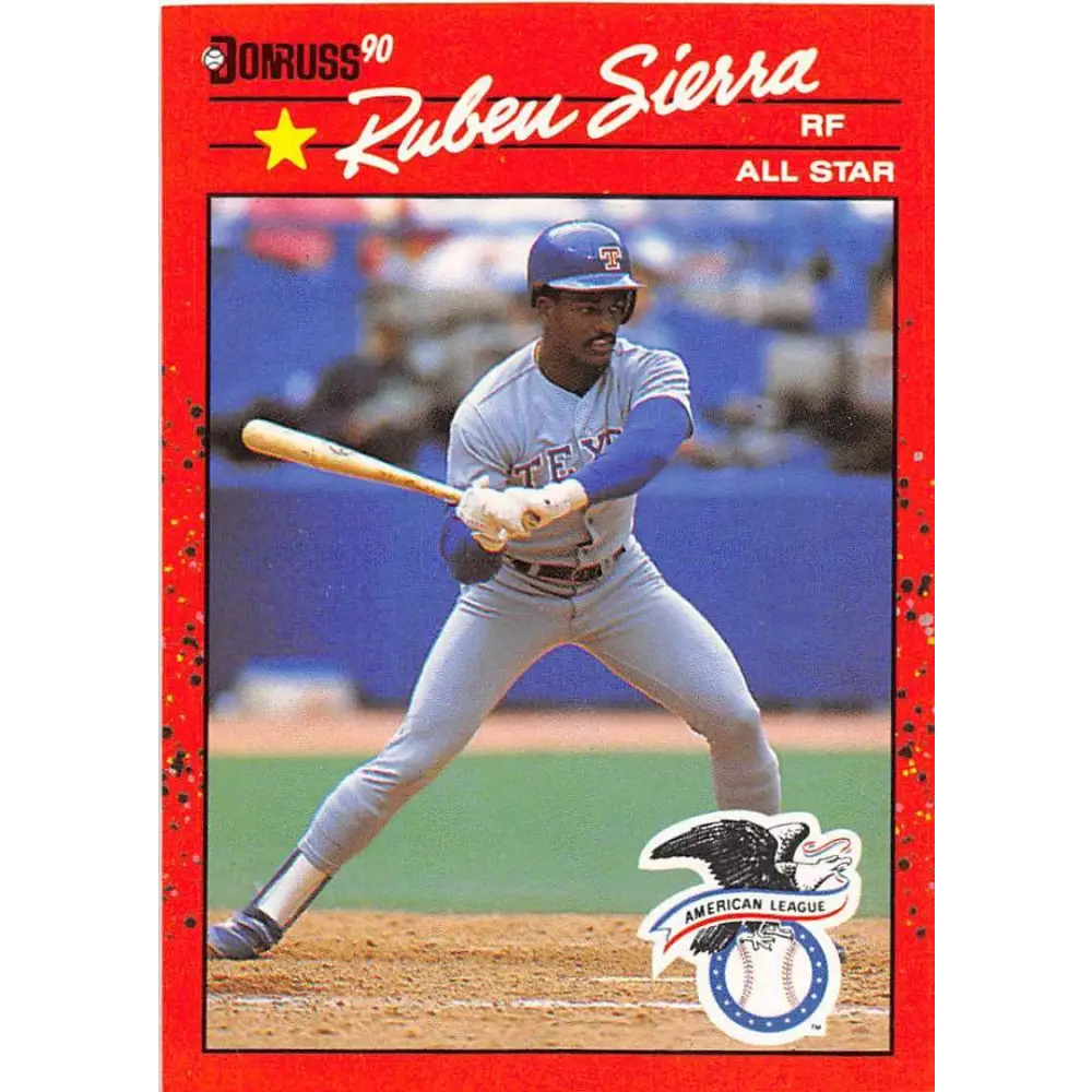 1990 Donruss #673b Ruben Sierra COR AS VG-EX Texas Rangers Baseball Card Image 1