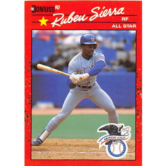 1990 Donruss #673b Ruben Sierra COR AS VG-EX Texas Rangers Baseball Card Image 1