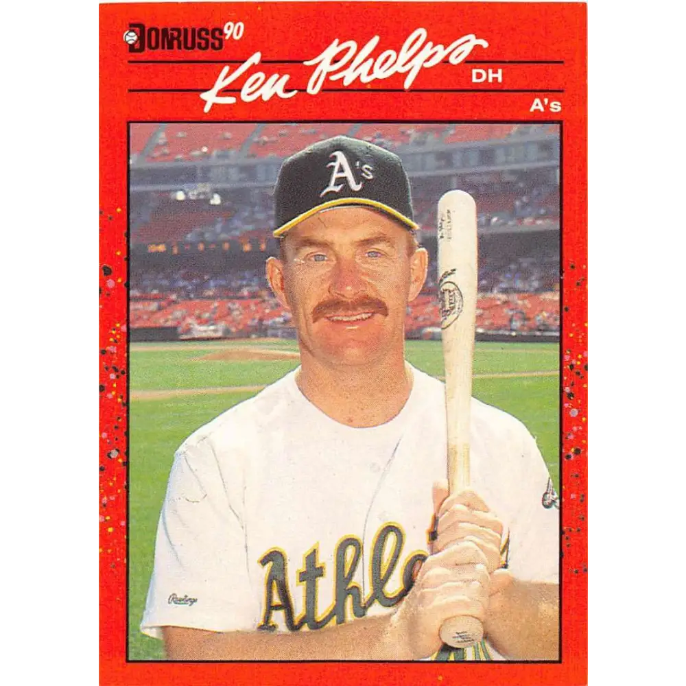 1990 Donruss #675 Ken Phelps VG-EX Oakland Athletics Baseball Card Image 1