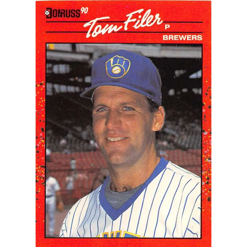 1990 Donruss #687 Tom Filer VG-EX Milwaukee Brewers Baseball Card Image 1