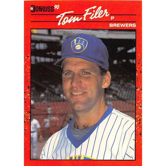 1990 Donruss #687 Tom Filer VG-EX Milwaukee Brewers Baseball Card Image 1