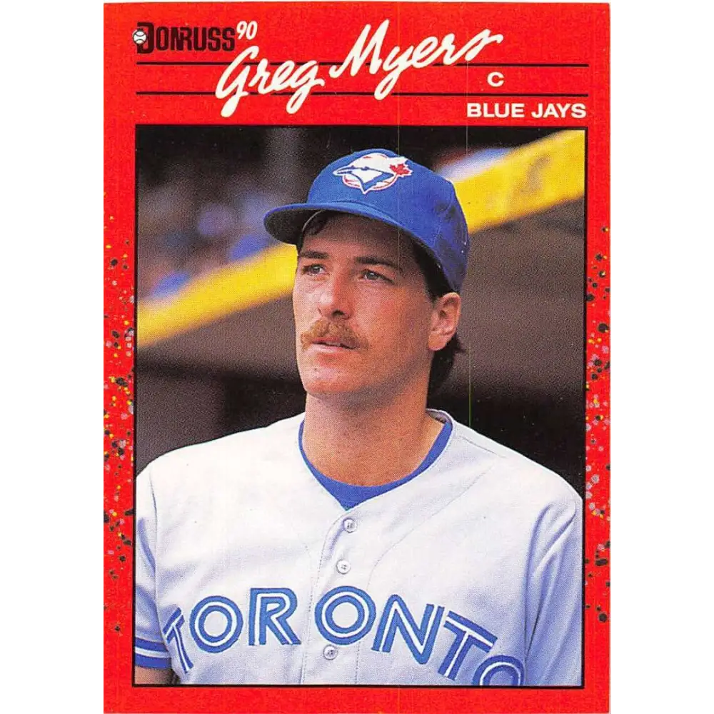 1990 Donruss #706 Greg Myers VG-EX Toronto Blue Jays Baseball Card Image 1