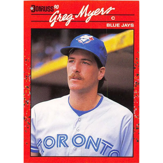 1990 Donruss #706 Greg Myers VG-EX Toronto Blue Jays Baseball Card Image 1