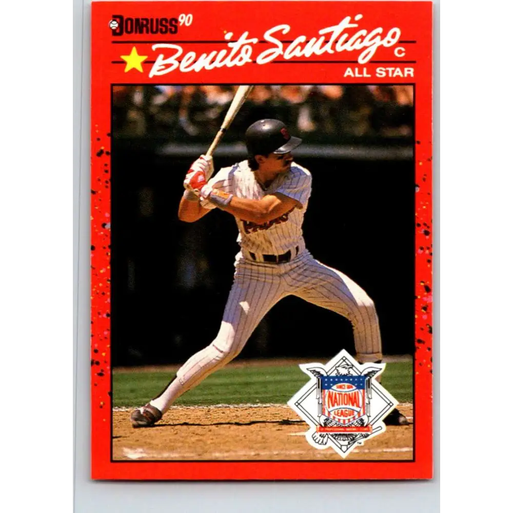 1990 Donruss #708a Benito Santiago AS VG-EX San Diego Padres Baseball Card Image 1
