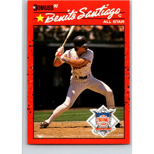 1990 Donruss #708a Benito Santiago AS VG-EX San Diego Padres Baseball Card Image 1