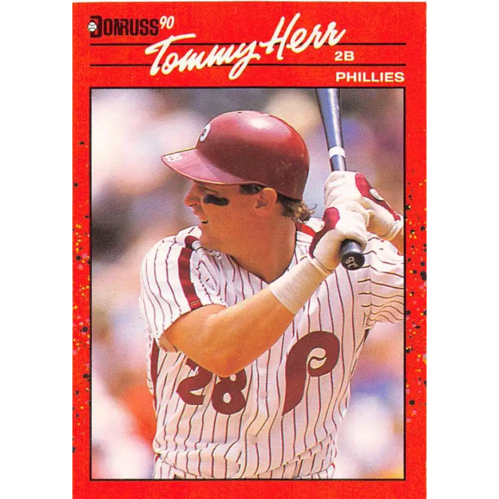 1990 Donruss #75 Tom Herr VG-EX Philadelphia Phillies Baseball Card Image 1