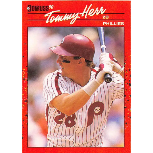 1990 Donruss #75 Tom Herr VG-EX Philadelphia Phillies Baseball Card Image 1