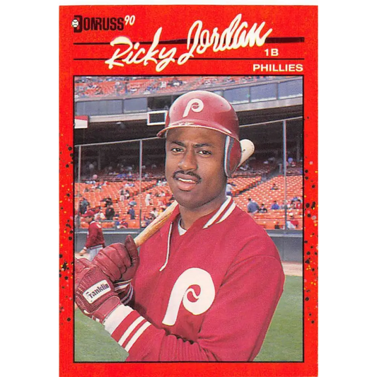 1990 Donruss #76 Ricky Jordan VG-EX Philadelphia Phillies Baseball Card Image 1