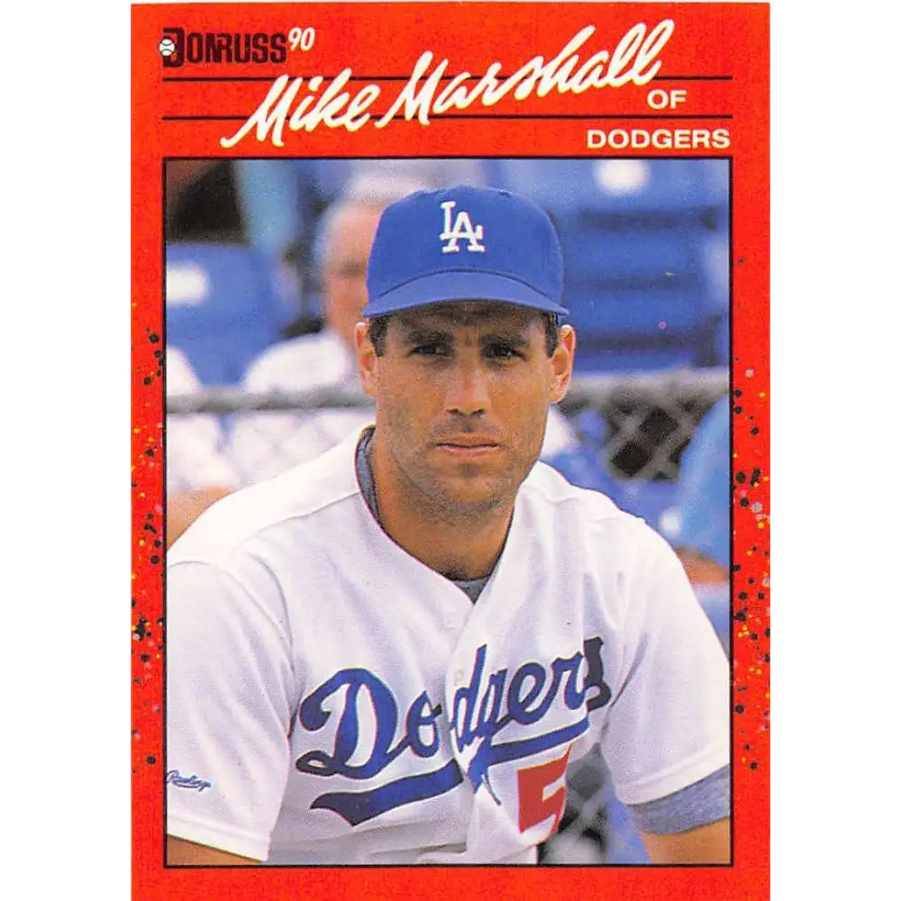 1990 Donruss #84 Mike Marshall VG-EX Los Angeles Dodgers Baseball Card Image 1