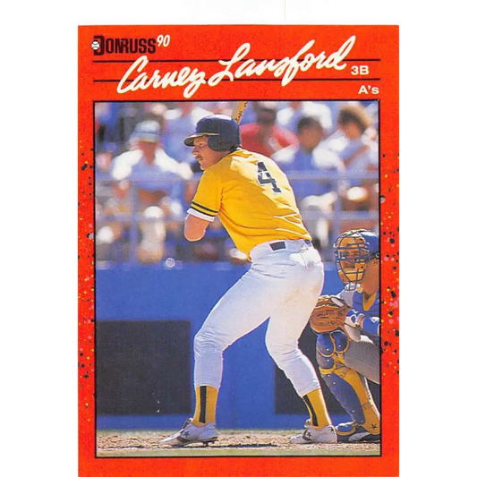 1990 Donruss #95 Carney Lansford VG-EX Oakland Athletics Baseball Card Image 1