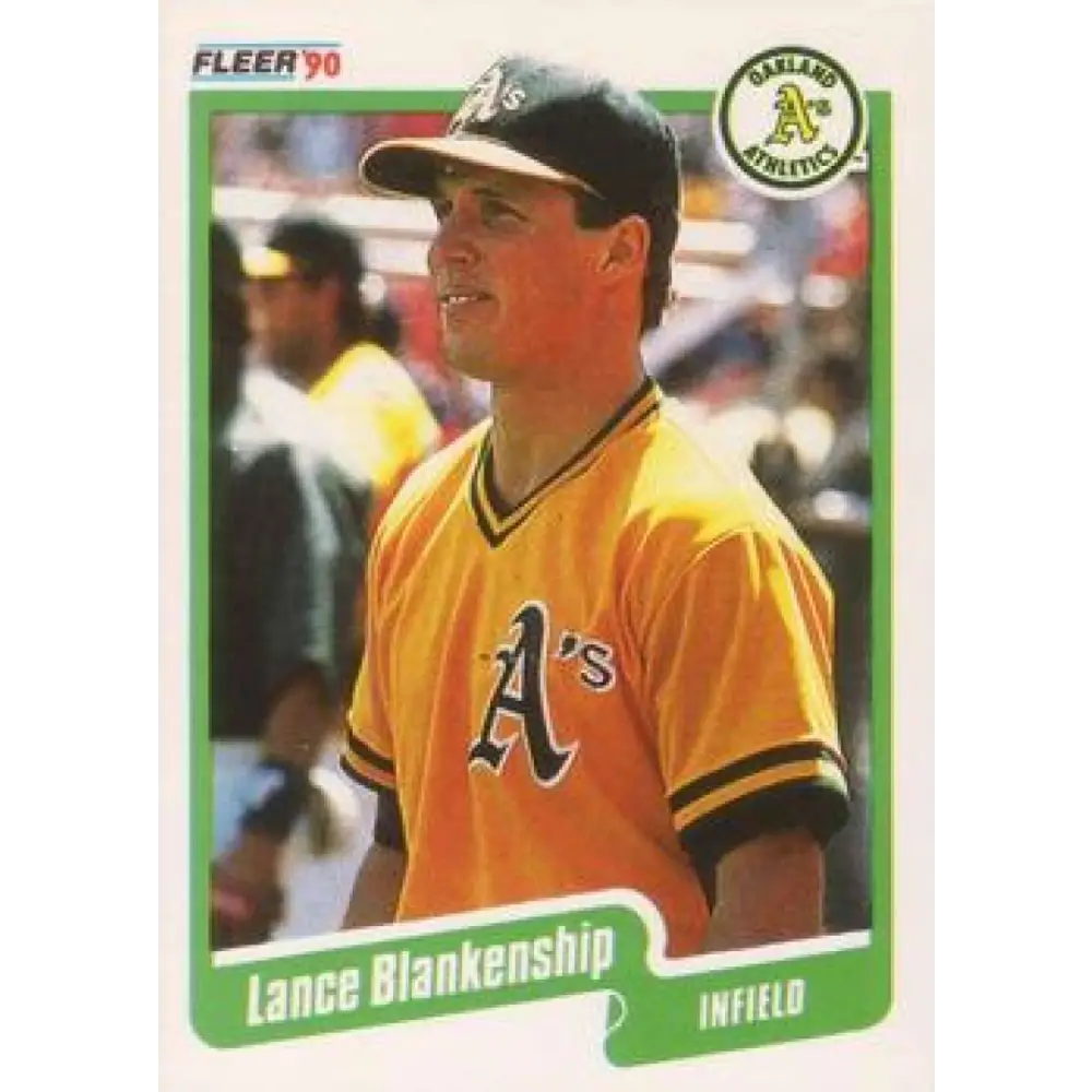 1990 Fleer #1 Lance Blankenship NM-MT Oakland Athletics Baseball Card Image 1