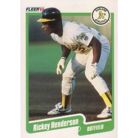 1990 Fleer #10 Rickey Henderson NM-MT Oakland Athletics Baseball Card Image 1