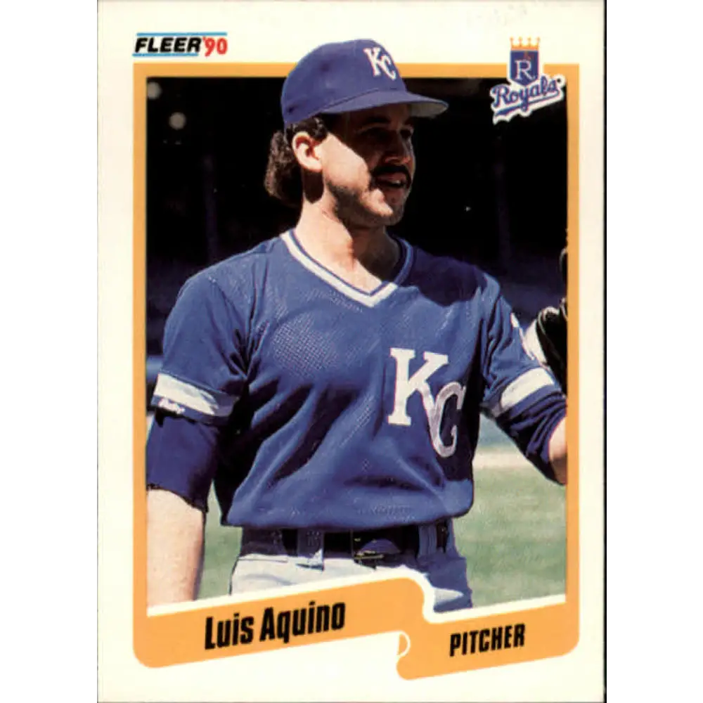 1990 Fleer #101 Luis Aquino NM-MT Kansas City Royals Baseball Card Image 1