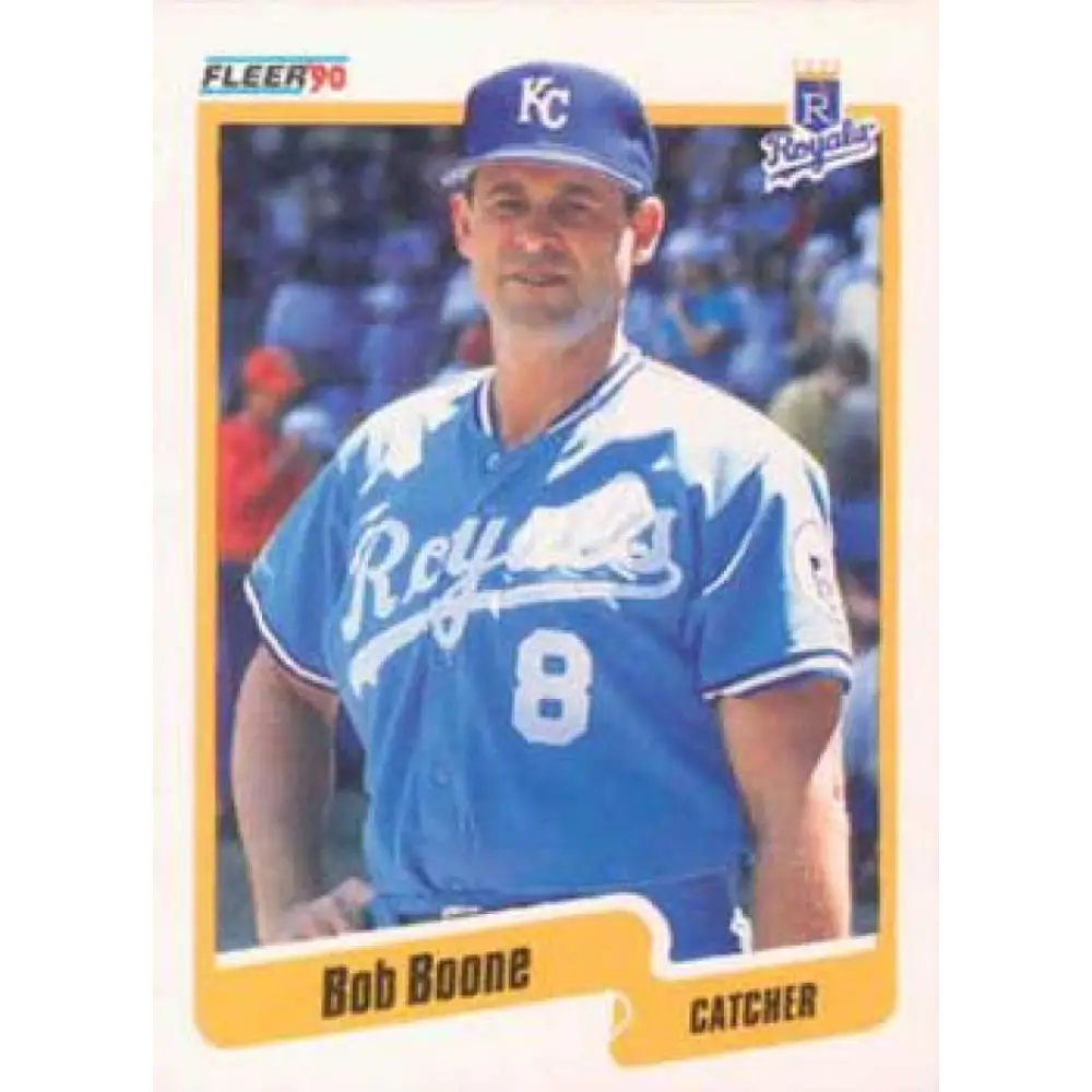 1990 Fleer #102 Bob Boone NM-MT Kansas City Royals Baseball Card Image 1