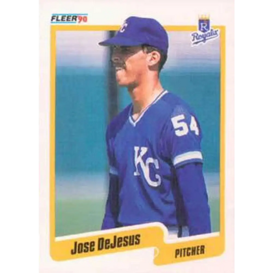 1990 Fleer #104 Jose DeJesus NM-MT Kansas City Royals Baseball Card Image 1
