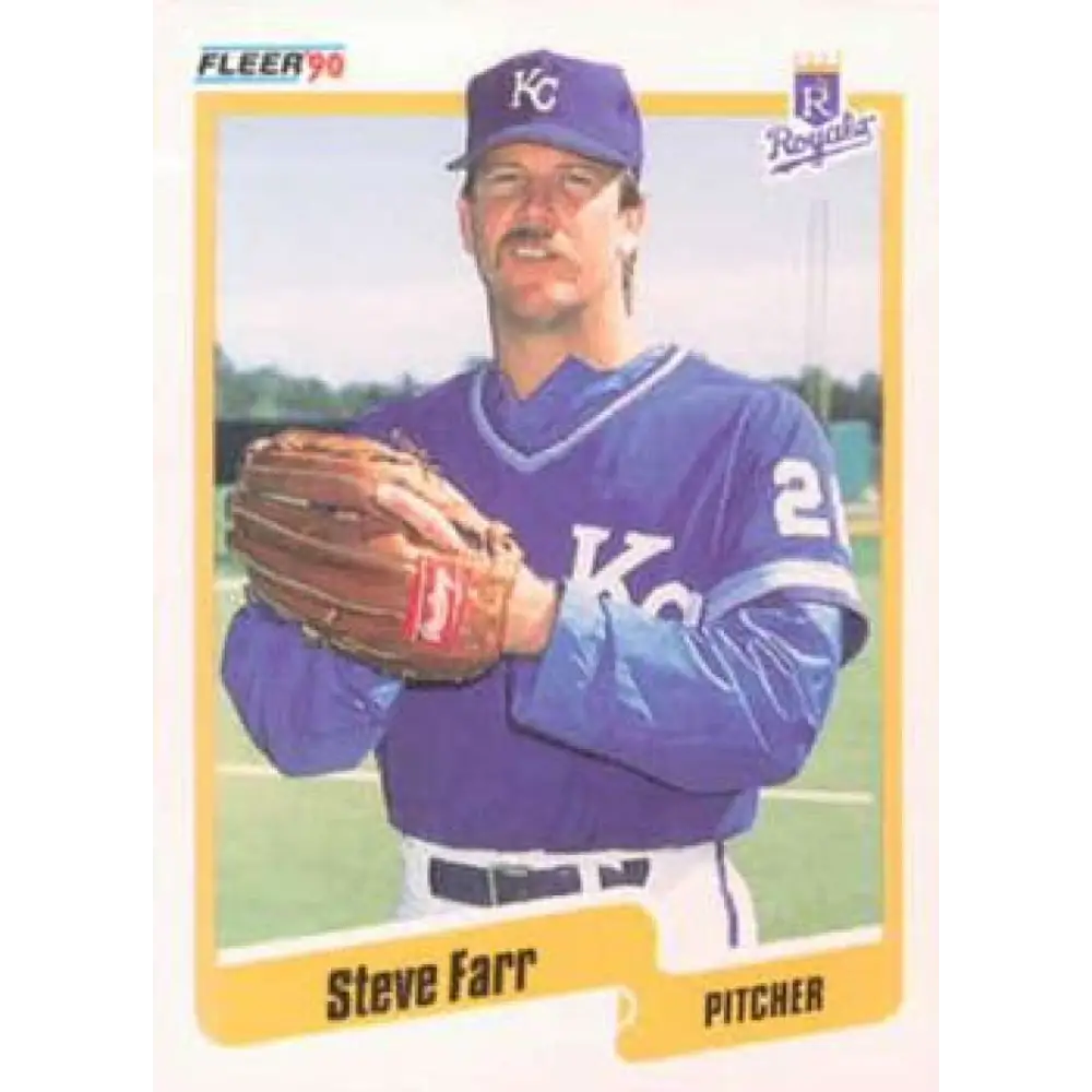 1990 Fleer #107 Steve Farr NM-MT Kansas City Royals Baseball Card Image 1