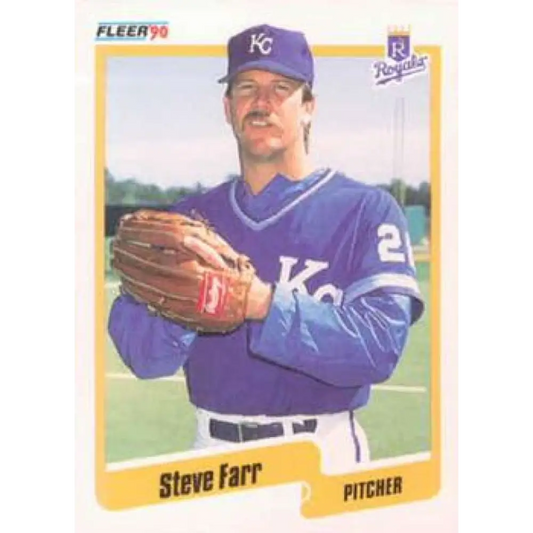 1990 Fleer #107 Steve Farr NM-MT Kansas City Royals Baseball Card Image 1