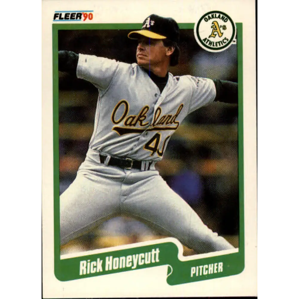 1990 Fleer #11 Rick Honeycutt NM-MT Oakland Athletics Baseball Card Image 1