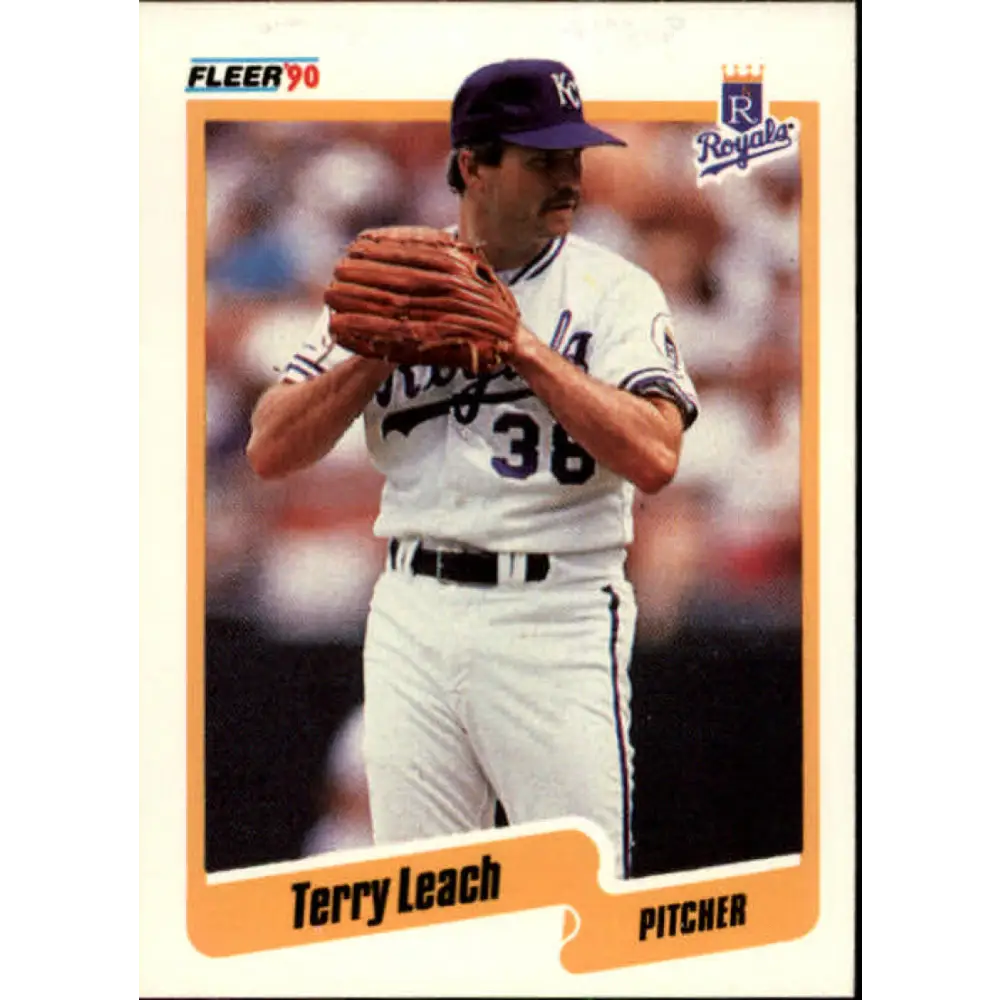 1990 Fleer #111 Terry Leach NM-MT Kansas City Royals Baseball Card Image 1