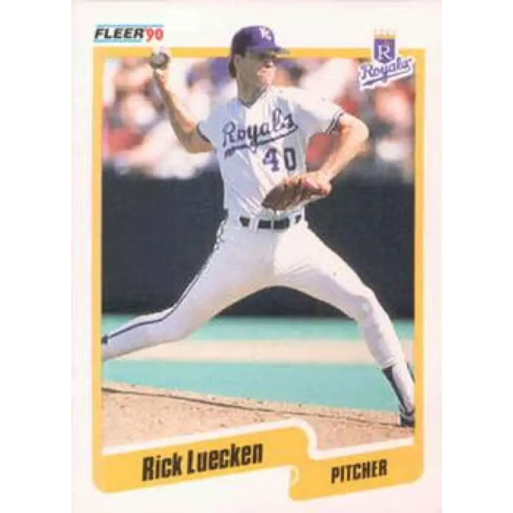 1990 Fleer #113 Rick Luecken NM-MT RC Rookie Kansas City Royals Baseball Card Image 1