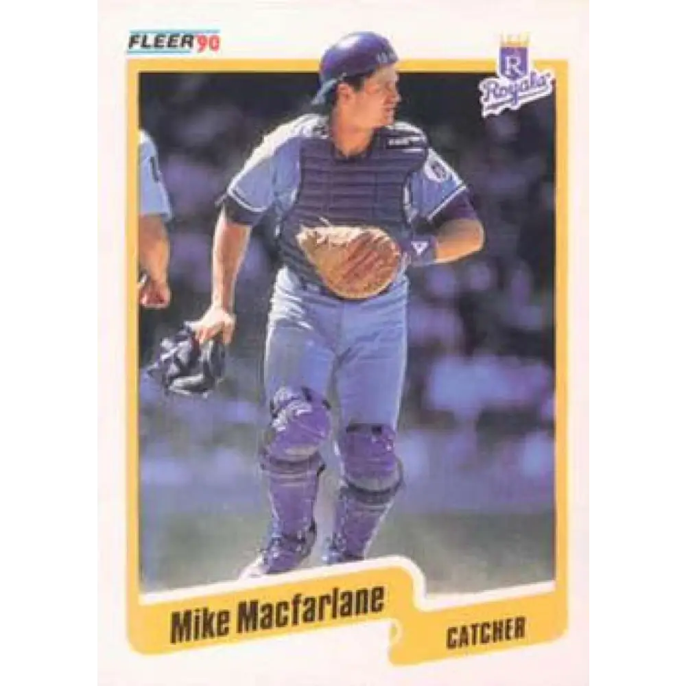1990 Fleer #114 Mike Macfarlane NM-MT Kansas City Royals Baseball Card Image 1