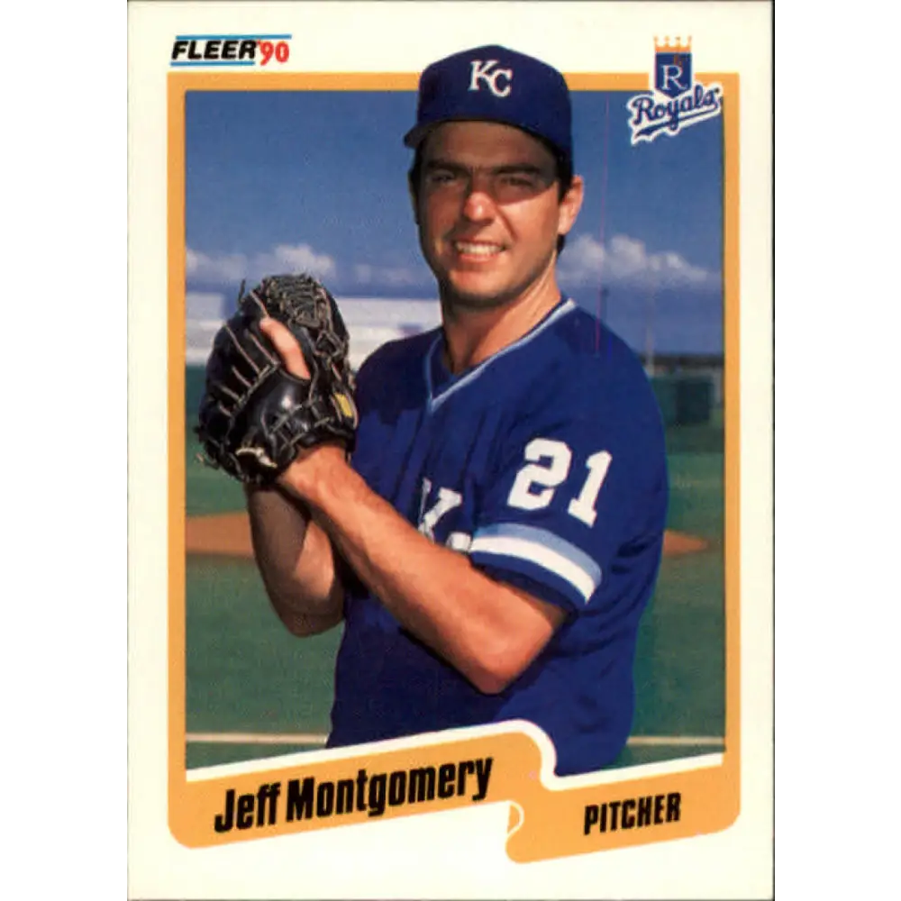 1990 Fleer #115 Jeff Montgomery NM-MT Kansas City Royals Baseball Card Image 1