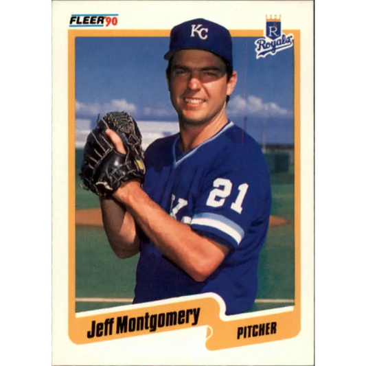 1990 Fleer #115 Jeff Montgomery NM-MT Kansas City Royals Baseball Card Image 1