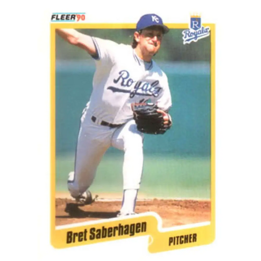 1990 Fleer #116 Bret Saberhagen NM-MT Kansas City Royals Baseball Card Image 1