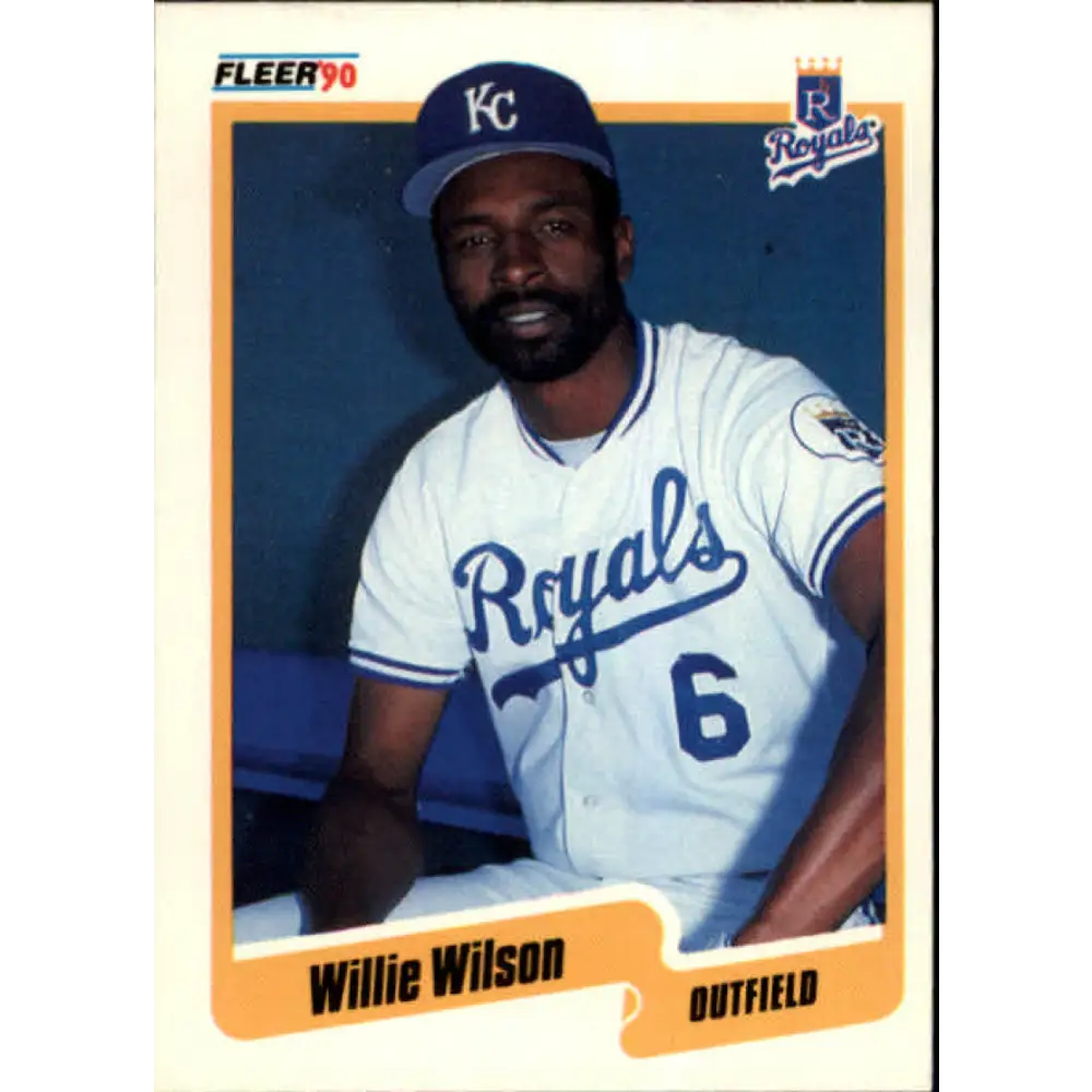 1990 Fleer #123 Willie Wilson NM-MT Kansas City Royals Baseball Card Image 1